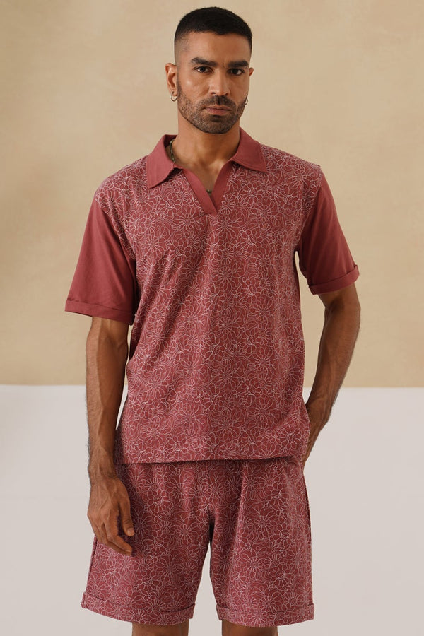 Shady Blooms Cotton Knit Co-ord Set (Dark Green)