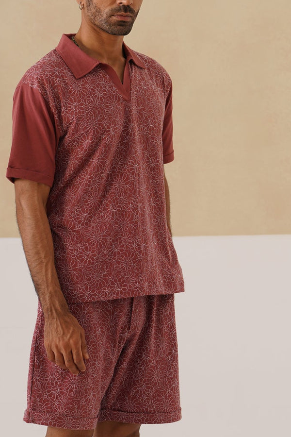 Shady Blooms Cotton Knit Co-ord Set (Dark Green)