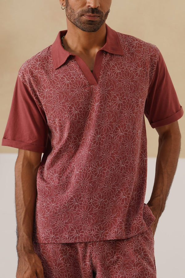 Shady Blooms Cotton Knit T-Shirt (Yellow)