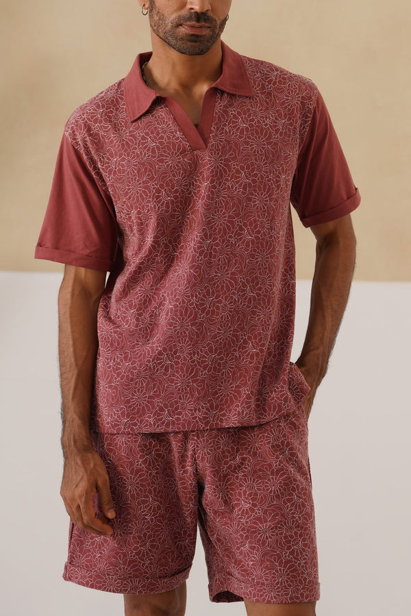 Shady Blooms Cotton Knit Co-ord Set (Dark Green)