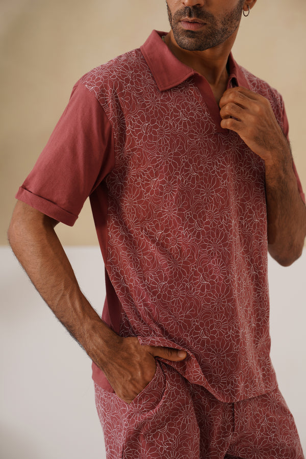 Shady Blooms Cotton Knit Co-ord Set (Dark Green)