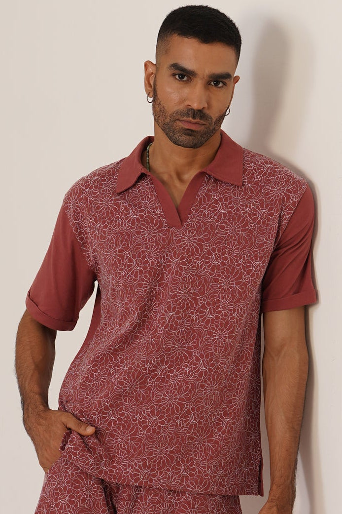 Shady Blooms Cotton Knit T-Shirt (Yellow)