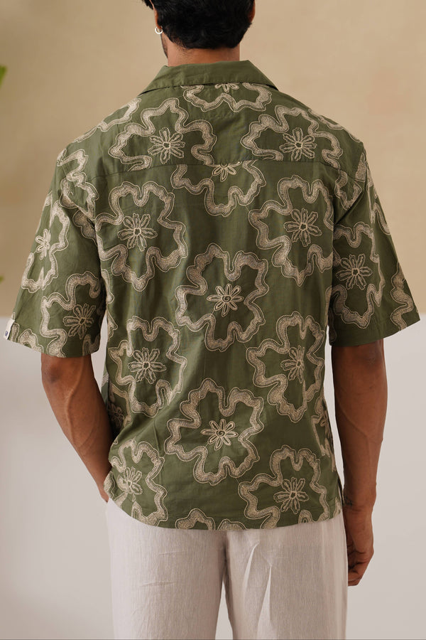 Tide & Bloom Cotton Shirt (Olive Green)