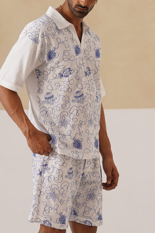 Reef Rider Cotton Knit Co-ord Set (Dark Indigo)