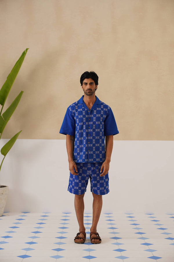 Knotty Krabs (Linen) Co-ord Set - Deep Sea (Blue)