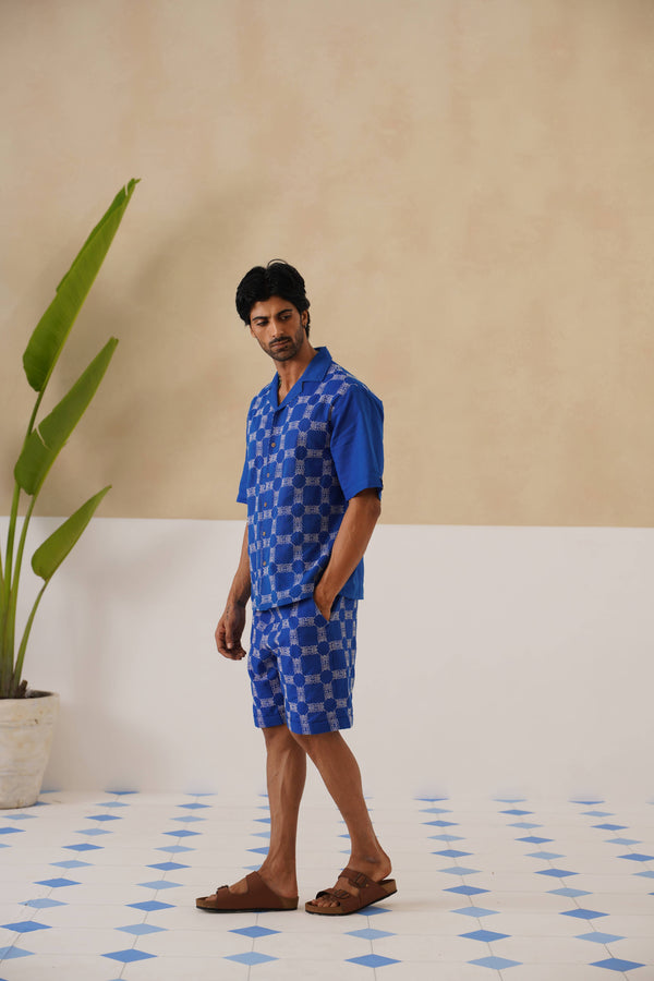 Knotty Krabs (Linen) Co-ord Set - Deep Sea (Blue)