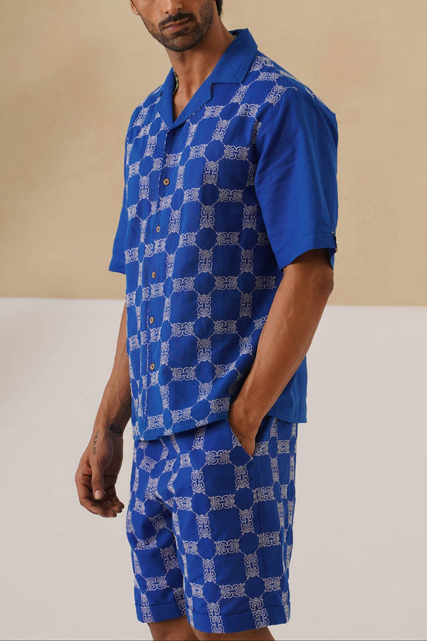 Knotty Krabs (Linen) Co-ord Set - Deep Sea (Blue)