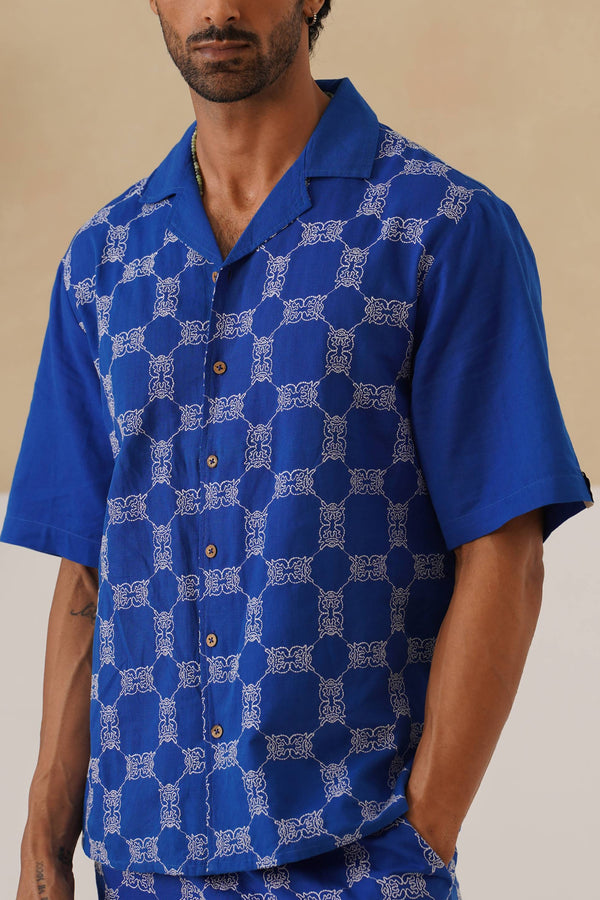 Knotty Krabs (Linen) Shirt - Deep Sea (Blue)