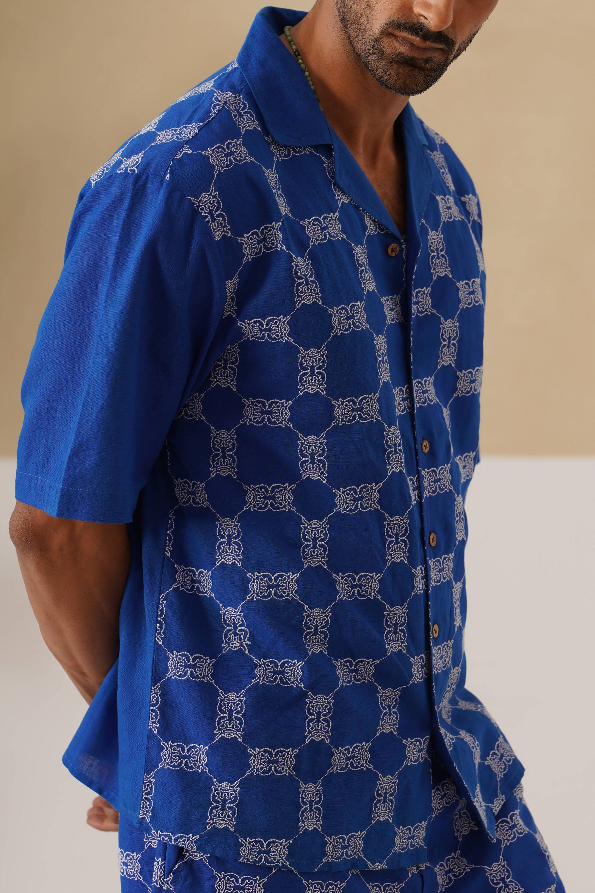Knotty Krabs (Linen) Shirt - Deep Sea (Blue)
