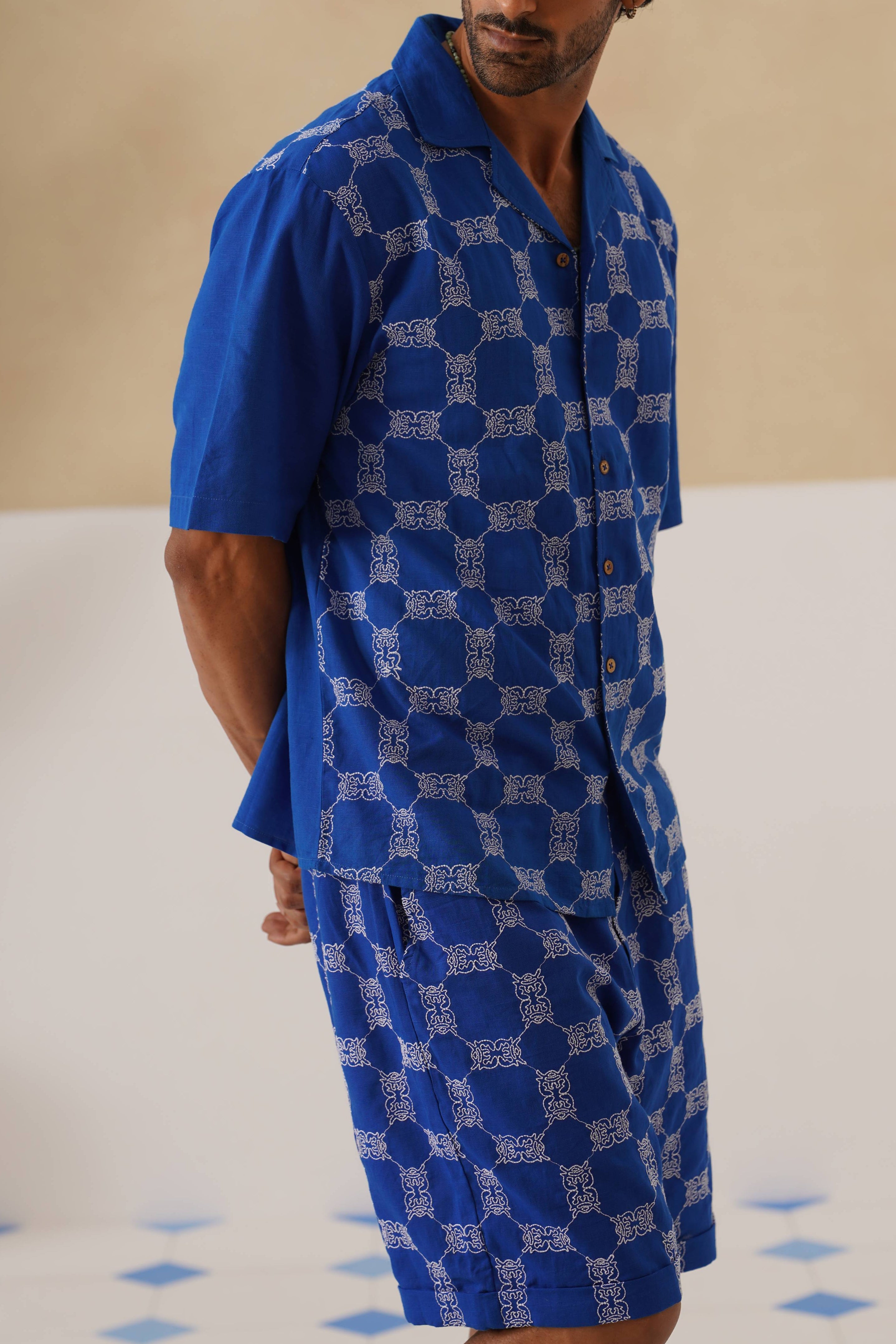 Knotty Krabs (Linen) Co-ord Set - Deep Sea (Blue)