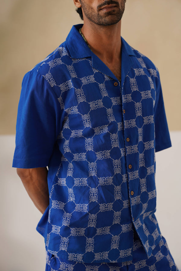 Knotty Krabs (Linen) Shirt - Deep Sea (Blue)