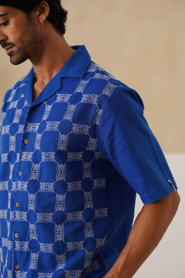 Knotty Krabs (Linen) Shirt - Deep Sea (Blue)