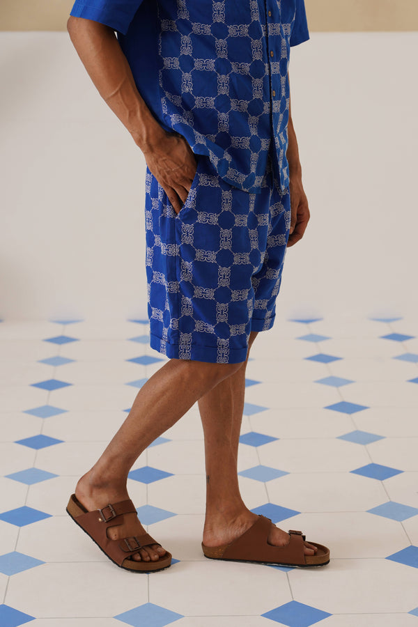 Knotty Krabs (Linen) Shorts - Deep Sea (Blue)