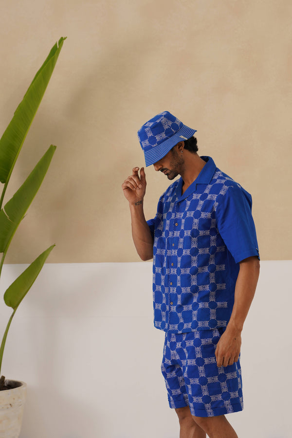 Knotty Krabs (Linen) Shirt - Deep Sea (Blue)