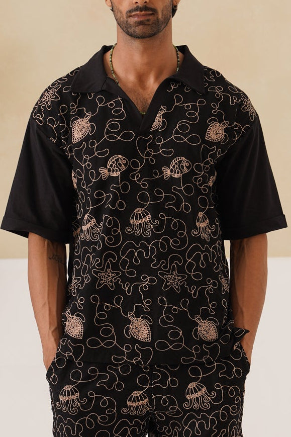 Reef Rider Cotton Knit T-Shirt (Midnight Black)