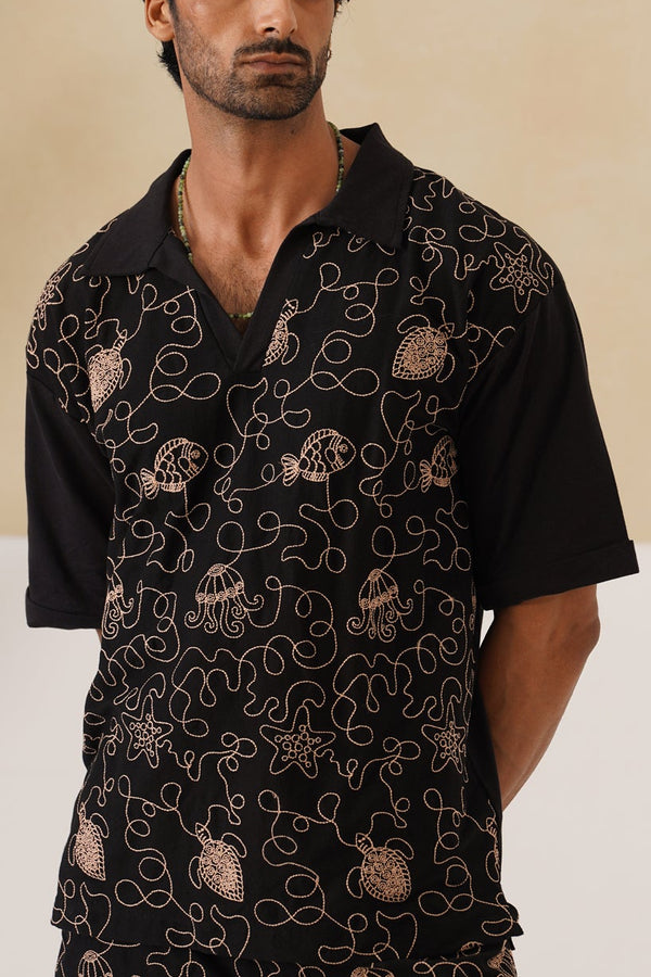 Reef Rider Cotton Knit T-Shirt (Midnight Black)