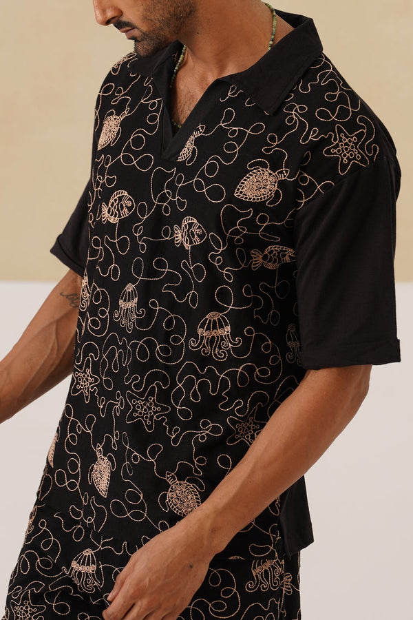 Reef Rider Cotton Knit T-Shirt (Midnight Black)