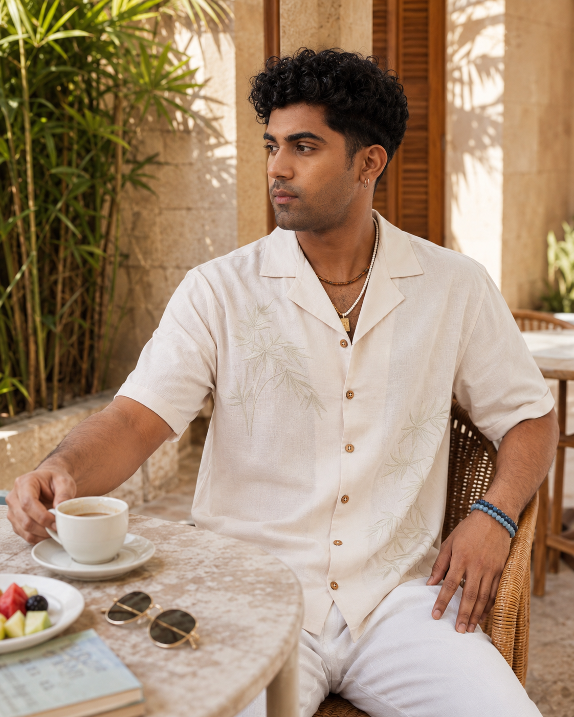 BAMBOO DRIFT COTTON LINEN SHIRT - ECRU SAND