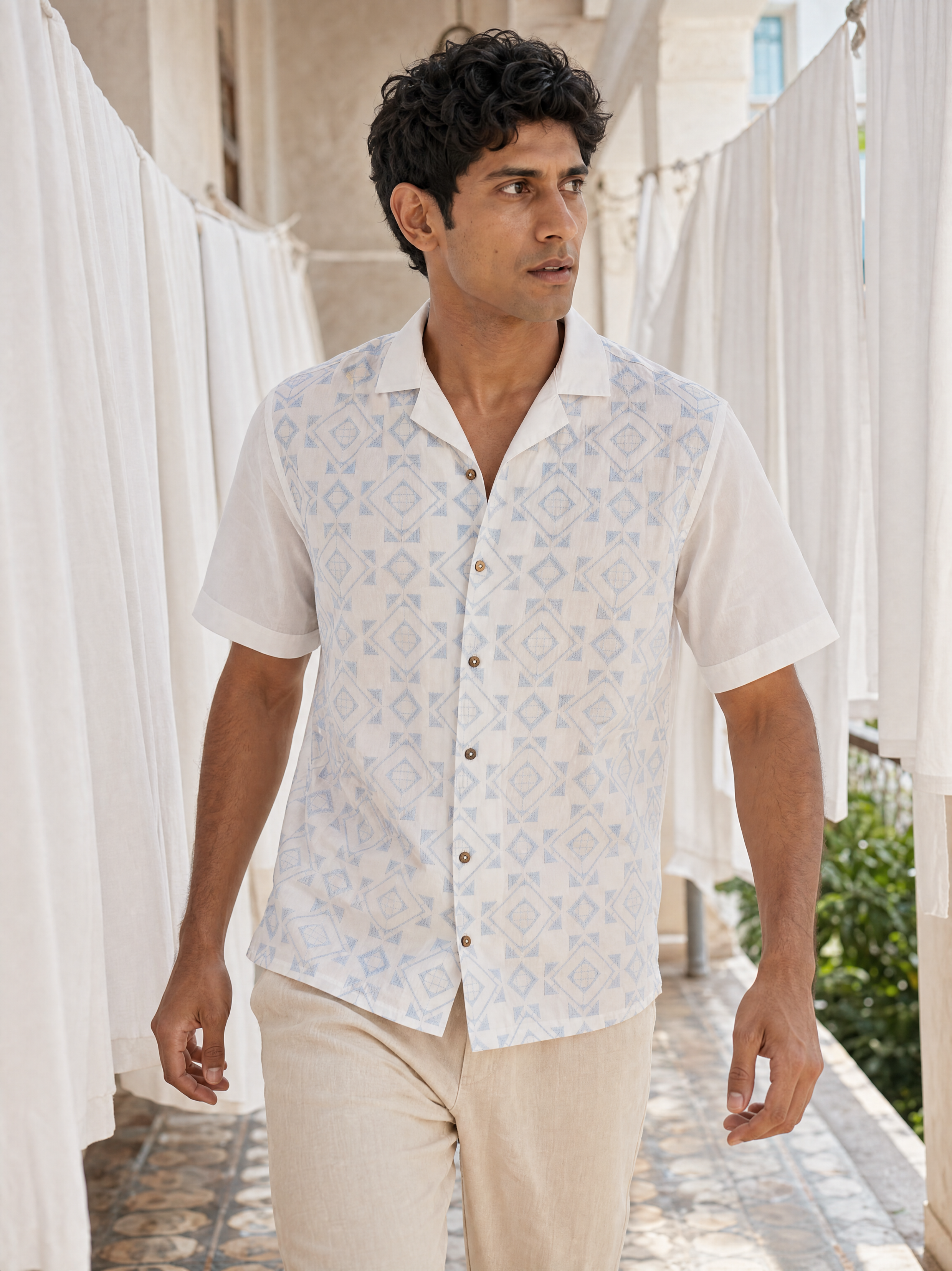 Frosted Geometry Cotton Shirt