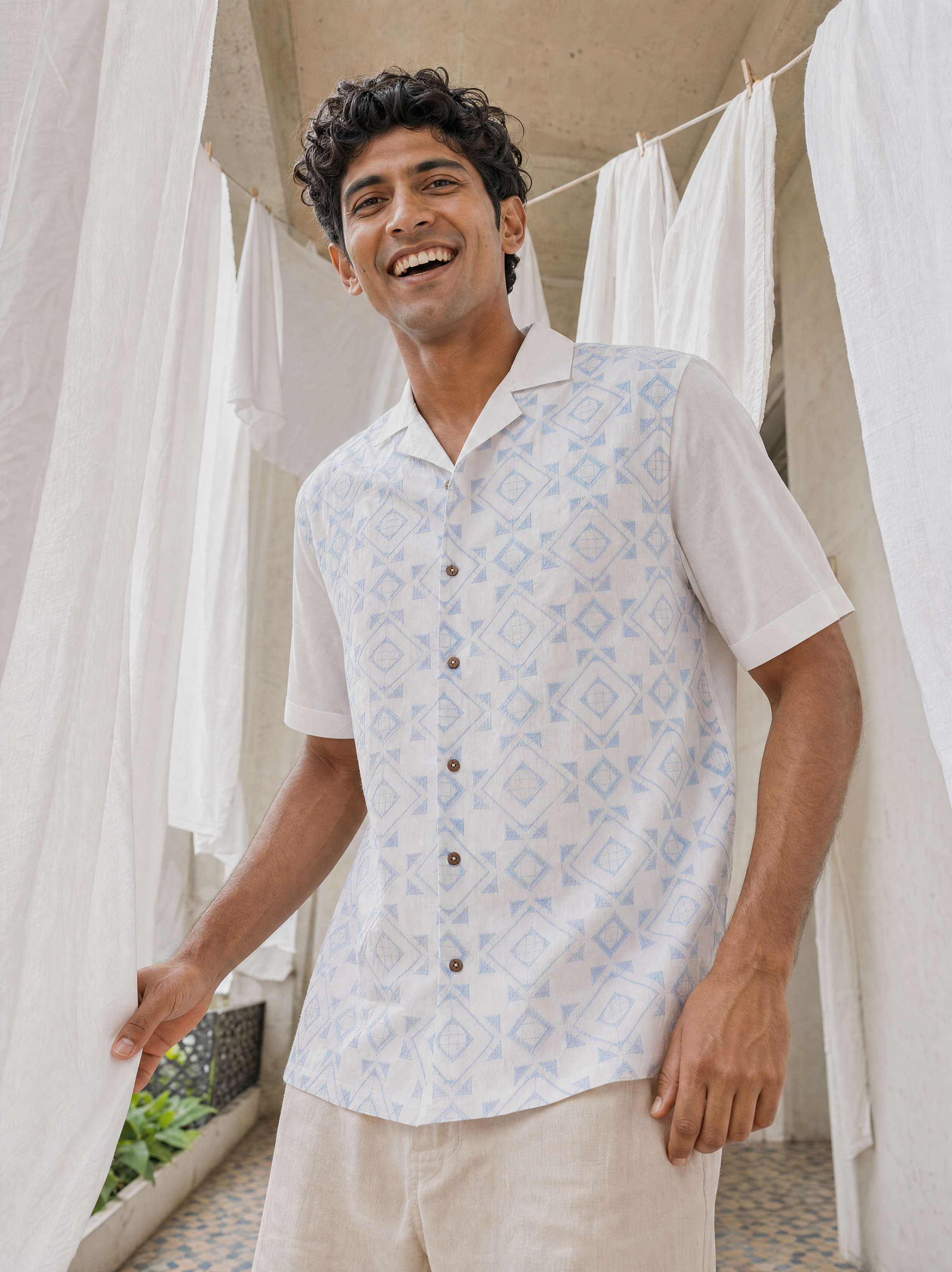 Frosted Geometry Cotton Shirt