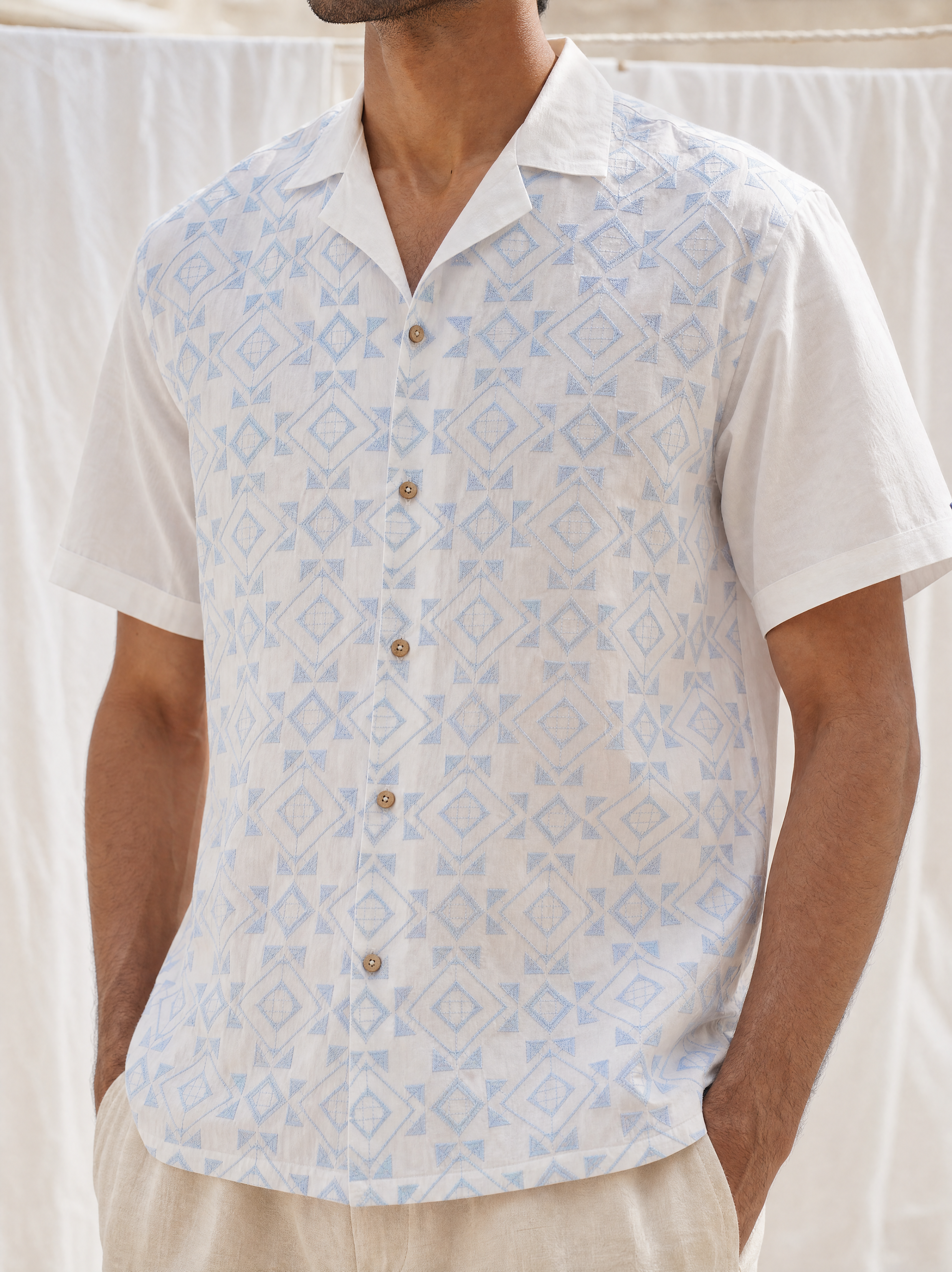 Frosted Geometry Cotton Shirt