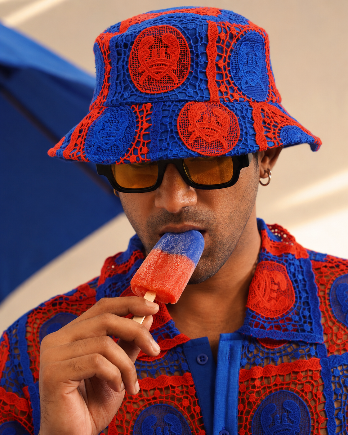 KRABANA GUIPURE BUCKET HAT - COBALT EMBER