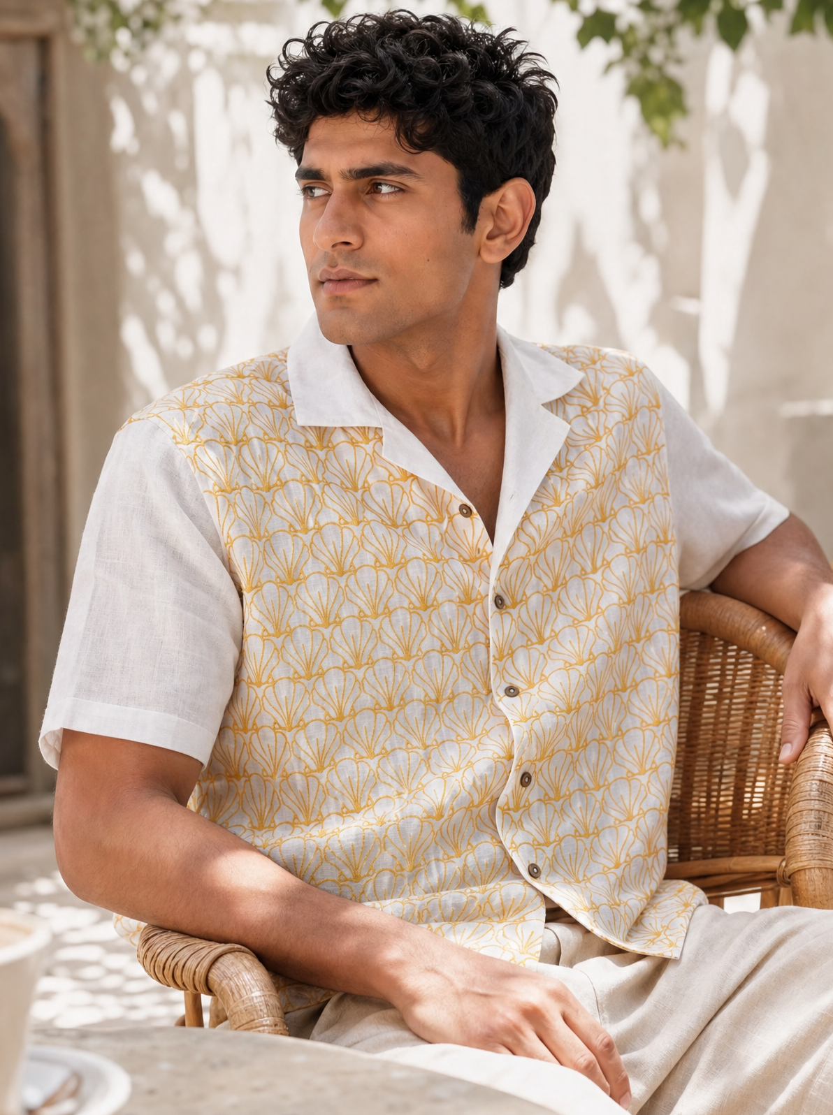 Sunlit Shells Cotton Linen Shirt