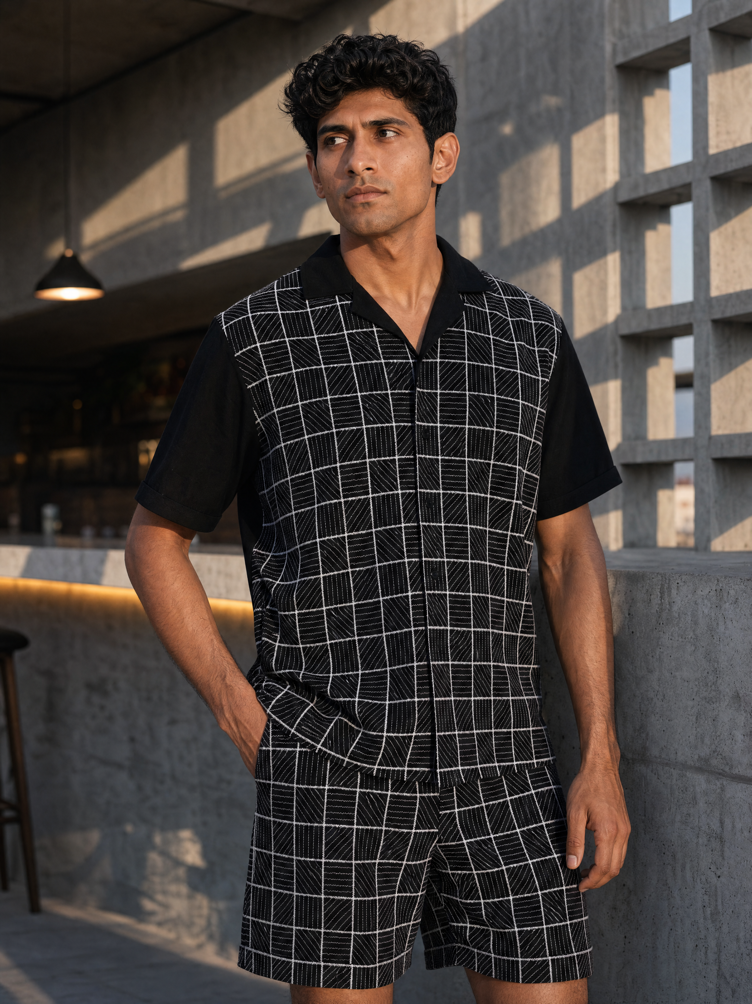 Cross Current Cotton Knit Co-ord Set (Midnight Black)