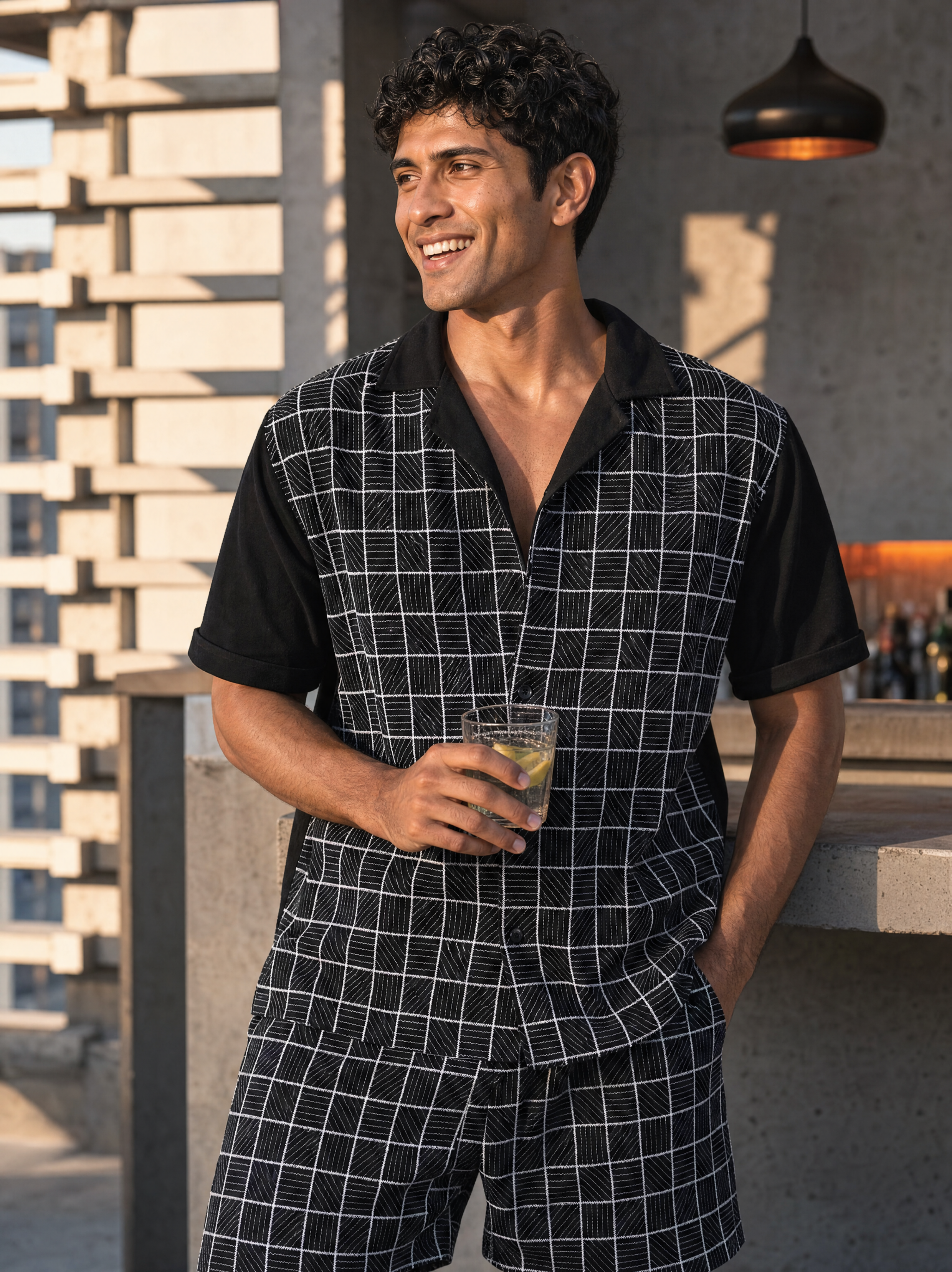 Cross Current Cotton Knit Co-ord Set (Midnight Black)