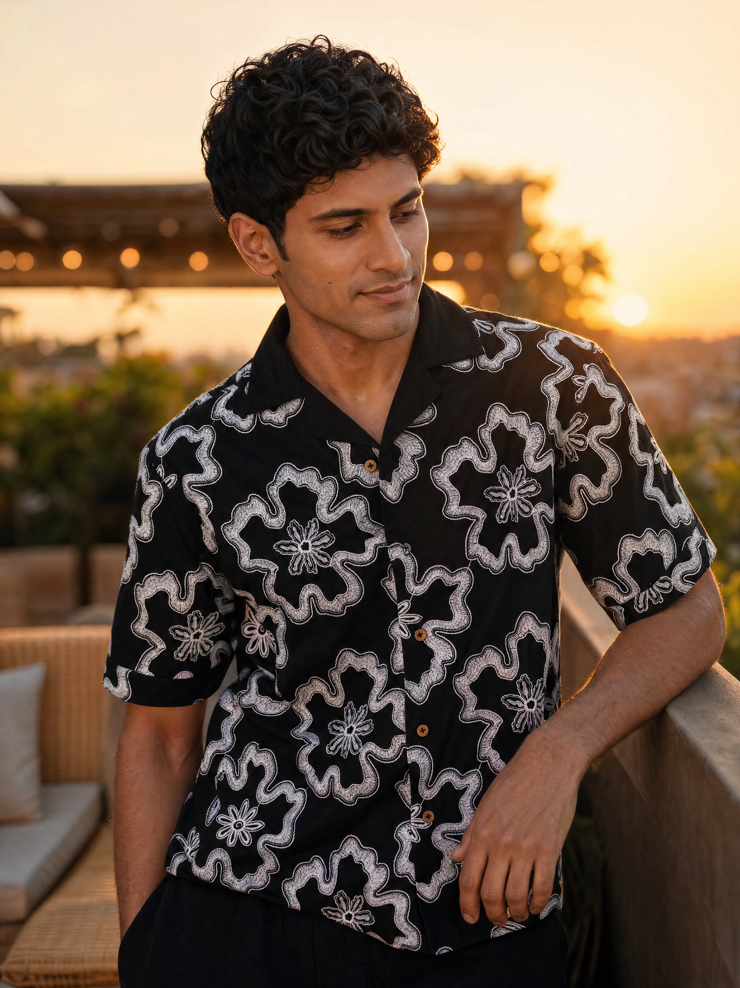 Tide & Bloom Cotton Shirt (Black)