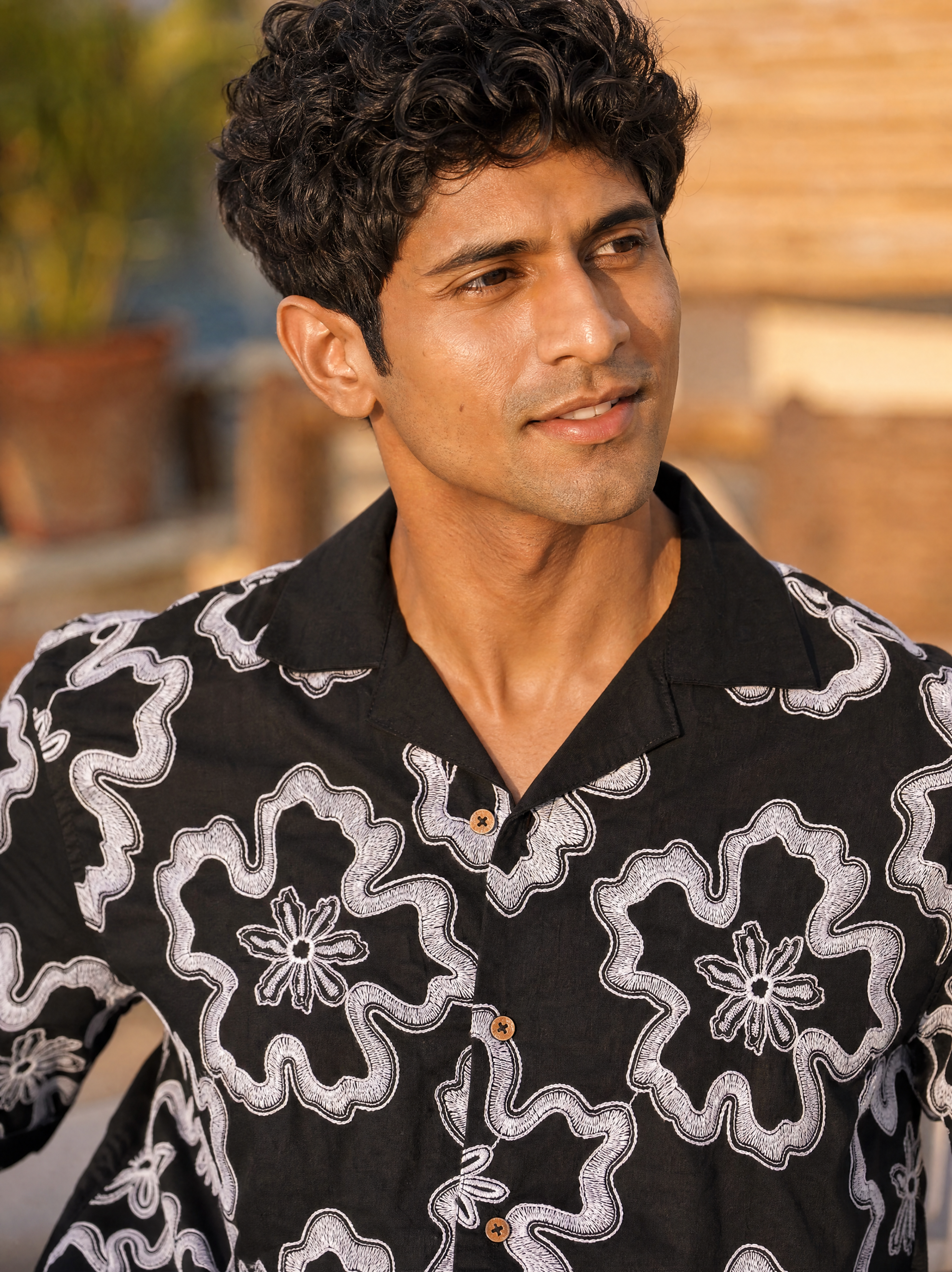 Tide & Bloom Cotton Shirt (Black)