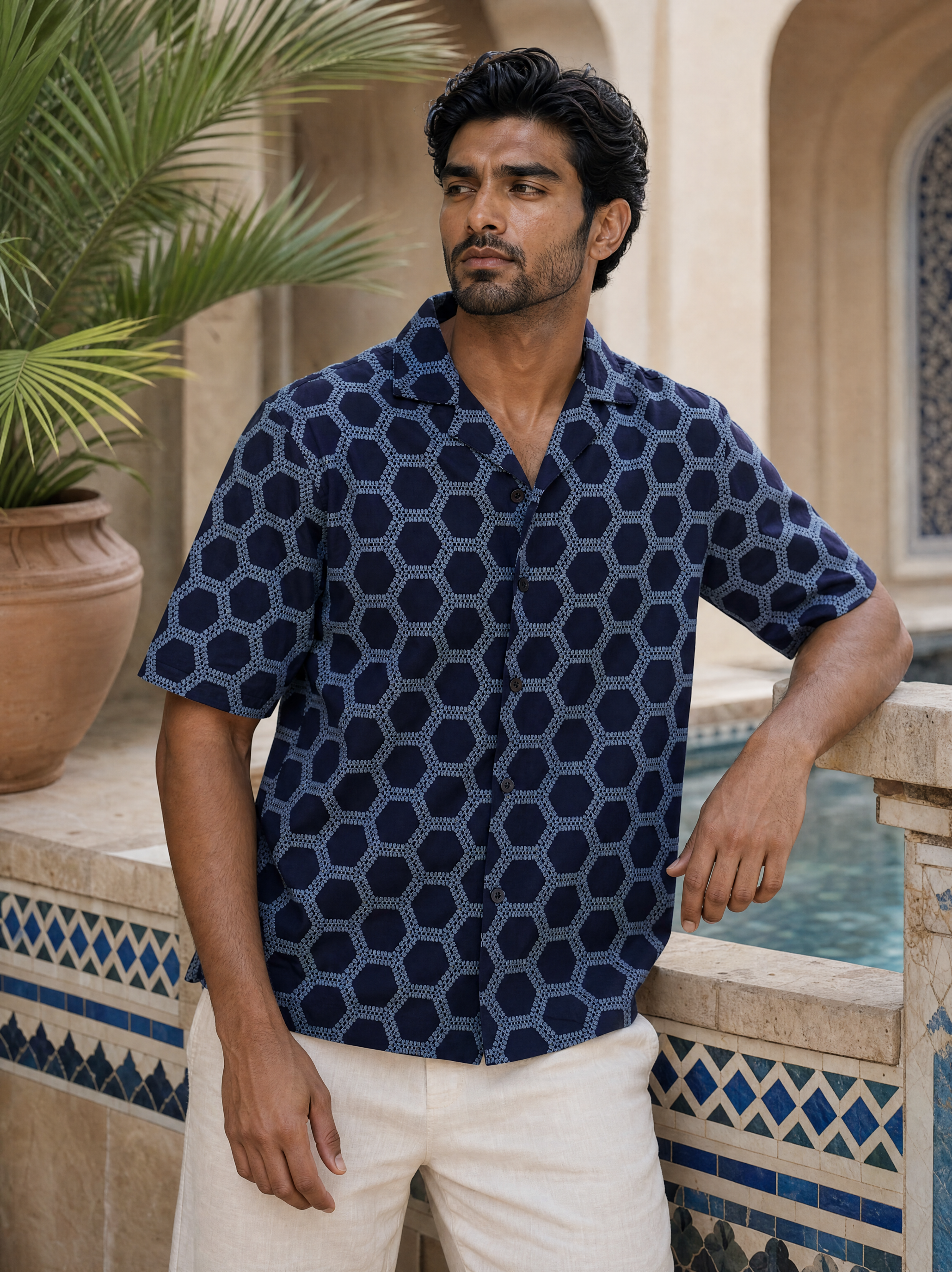 Hive Series Cotton Shirt (Midnight Hive)