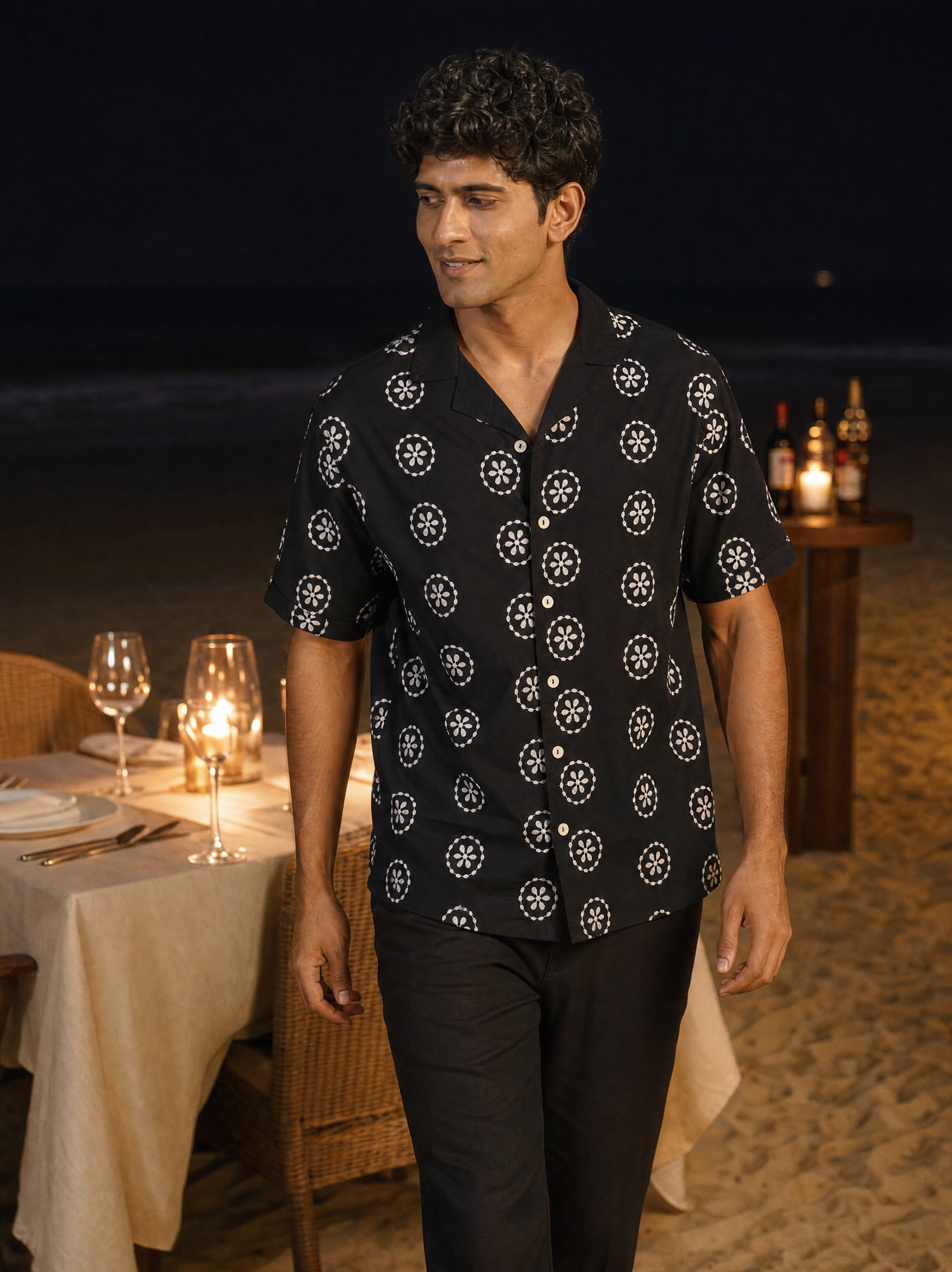 Noire Petals Cotton Shirt