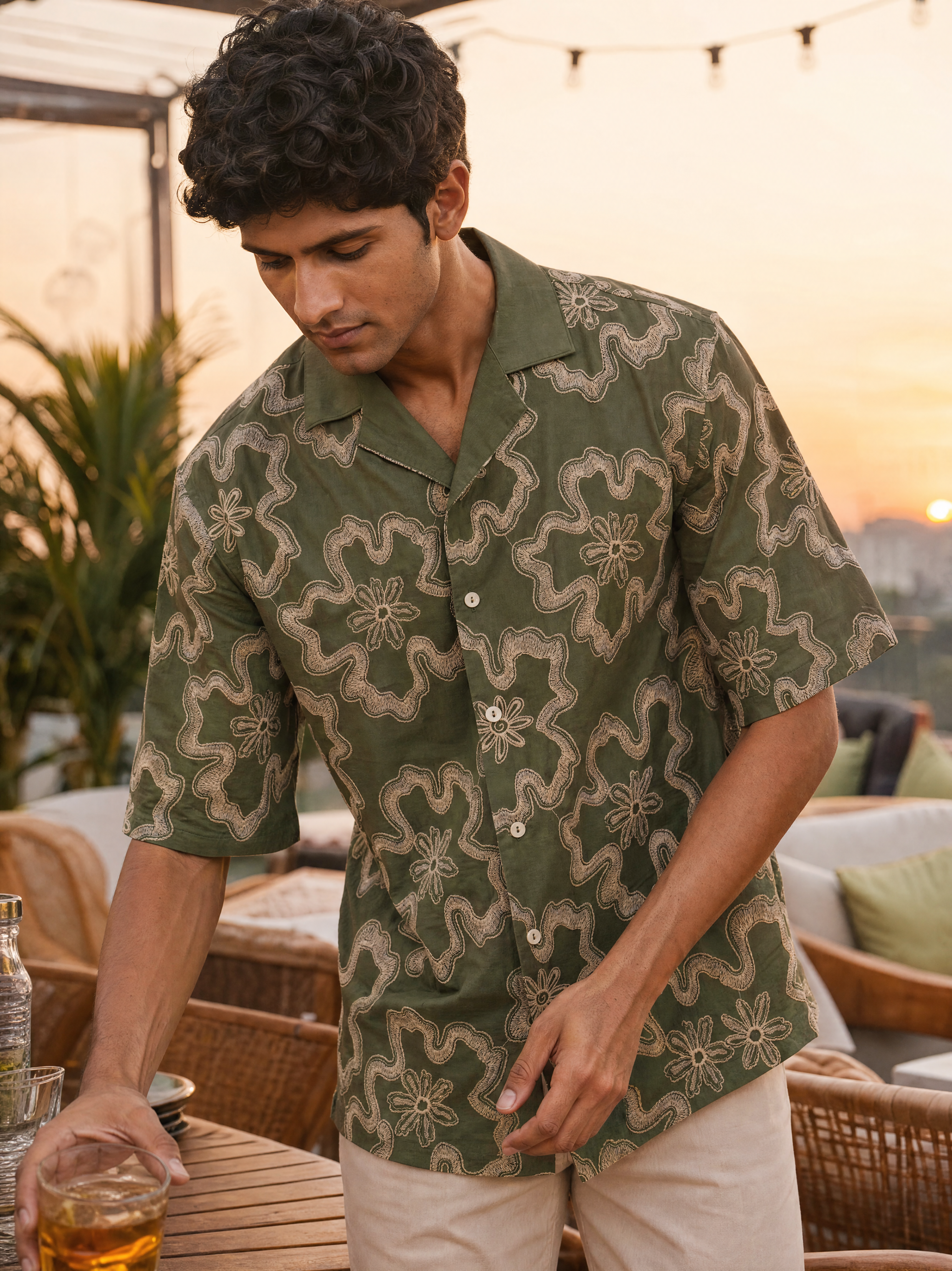 Tide & Bloom Cotton Shirt (Olive Green)
