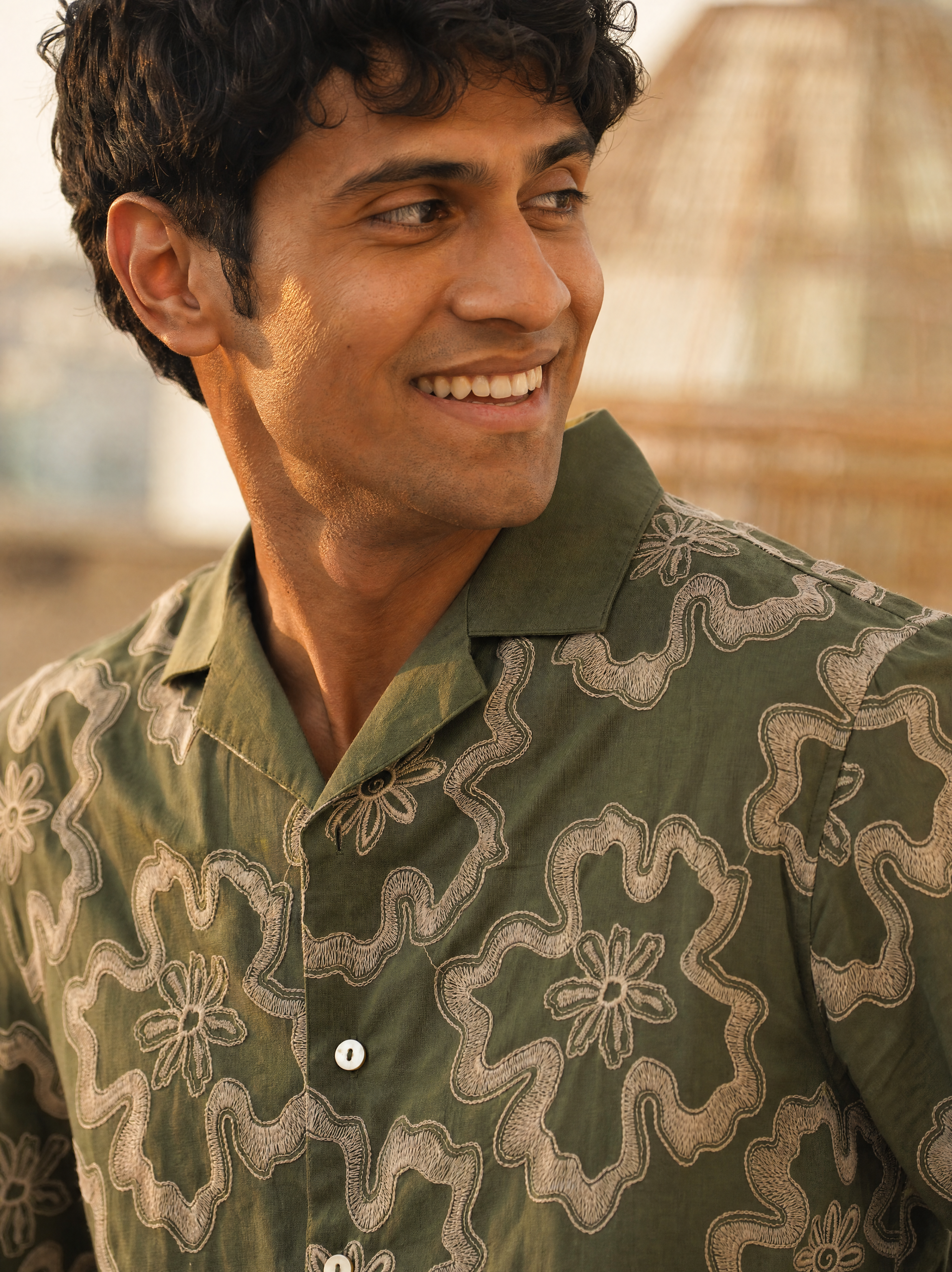 Tide & Bloom Cotton Shirt (Olive Green)