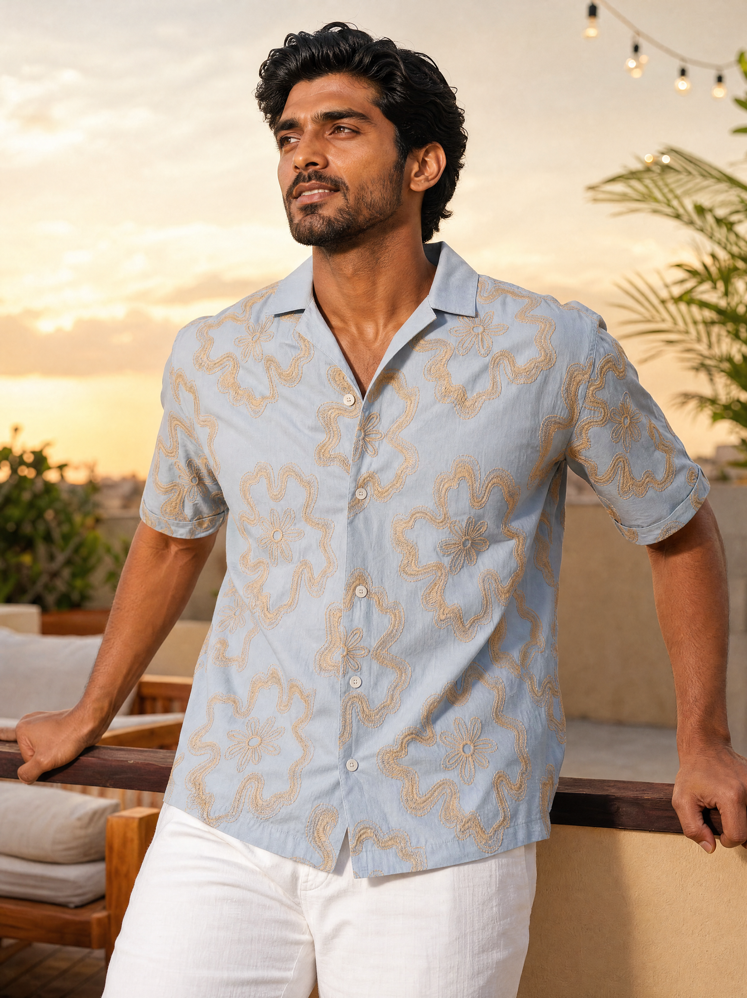Tide & Bloom Cotton Shirt (Sky Blue)
