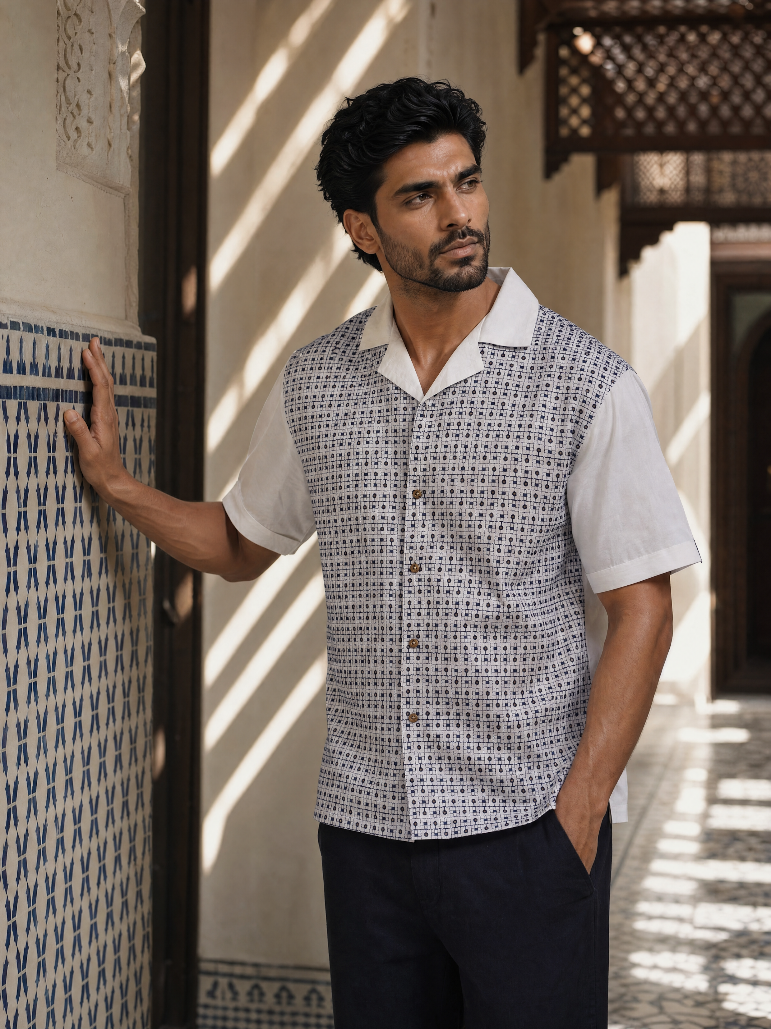 Solar Grid Cotton Shirt