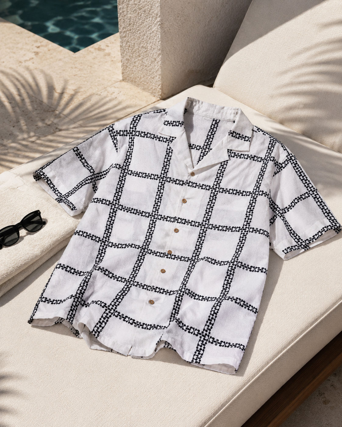 CABANA BLOOM COTTON SHIRT - SALT/MIDNIGHT BLACK