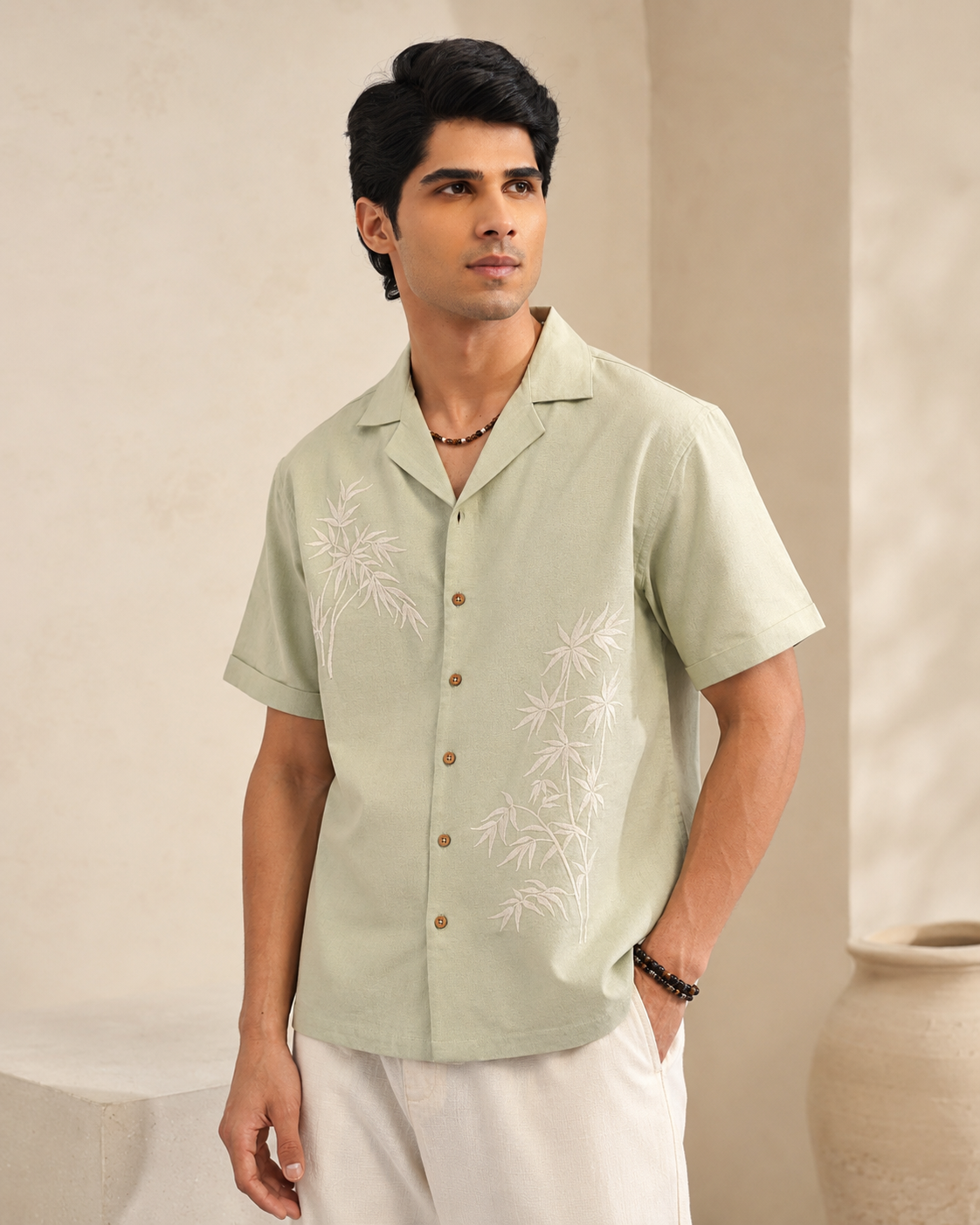 BAMBOO DRIFT COTTON LINEN SHIRT - SEA SAGE