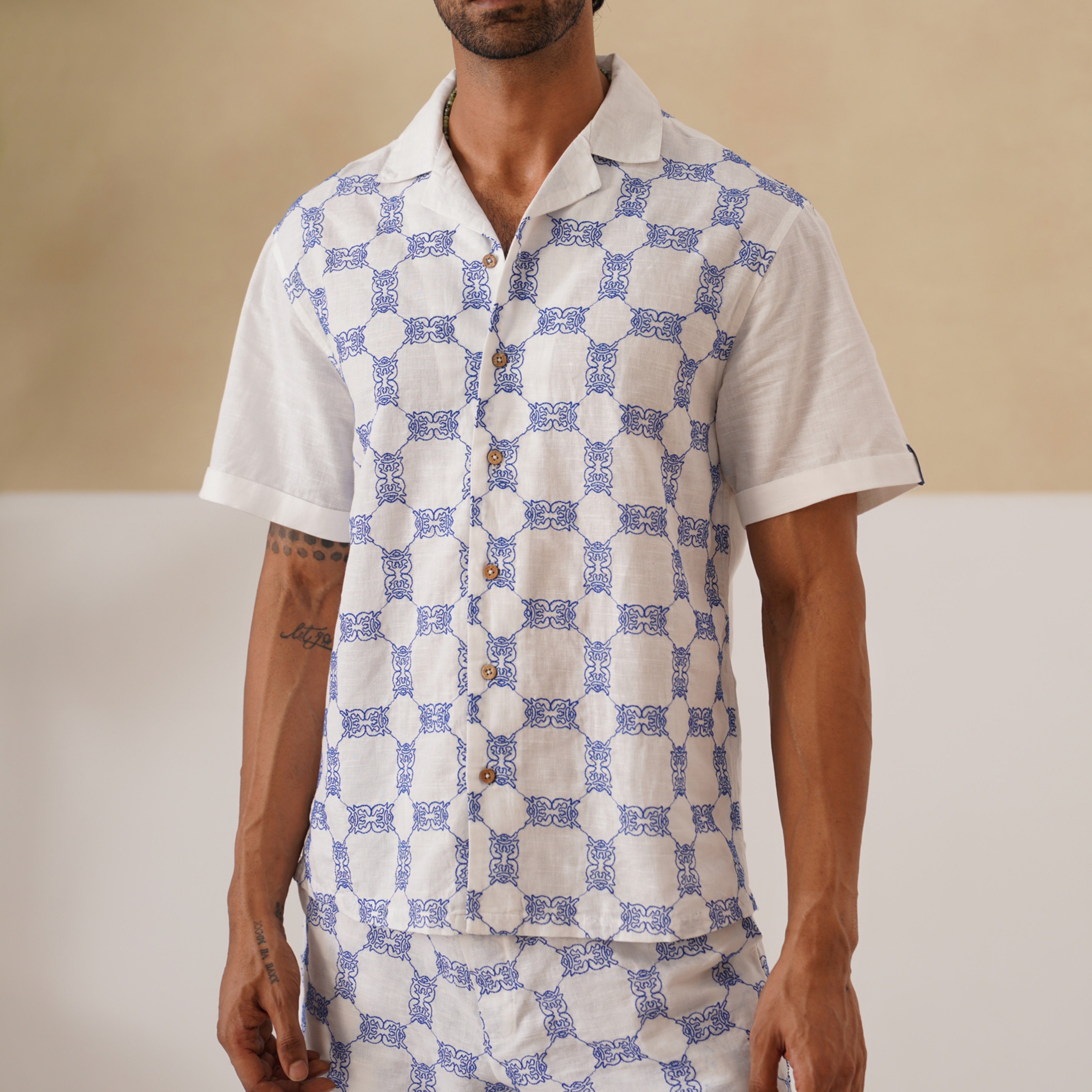 Knotty Krabs (Linen) Co-ord Set - Salt (White)