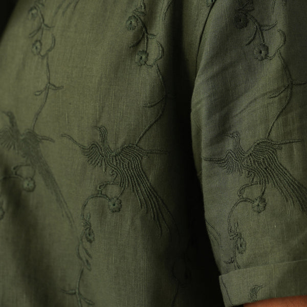 Plume & Bloom Cotton Linen Shirt (Ivory White)