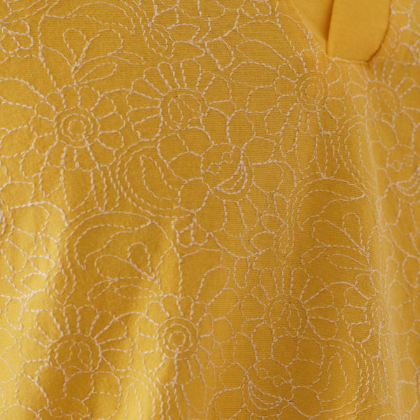 Shady Blooms Cotton Knit T-Shirt (Yellow)