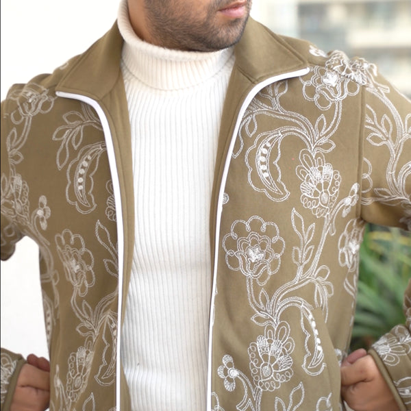 Winter Bloom Fleece Jacket (Olive Moss)