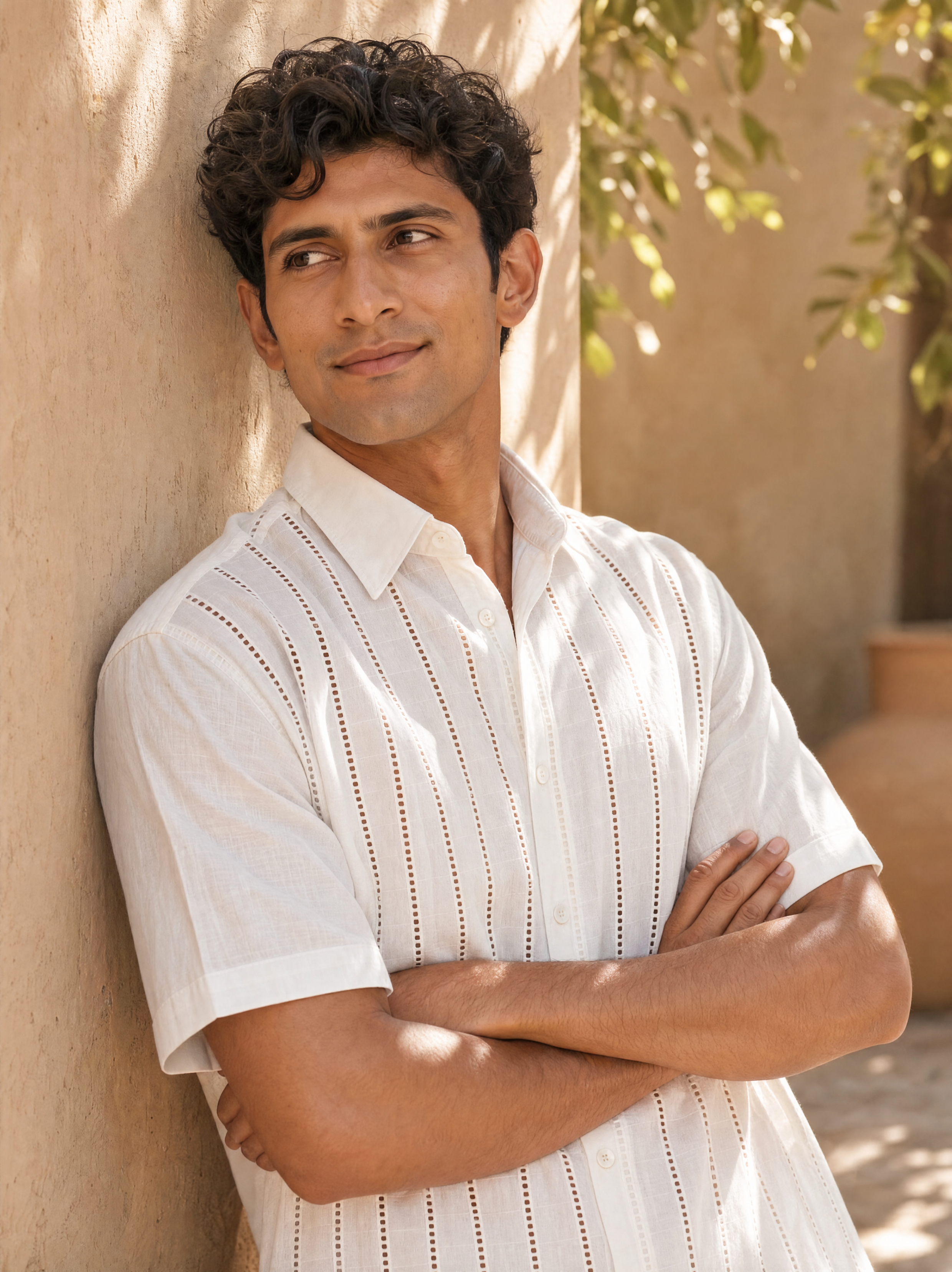Step & Stripe 100 % Cotton Shirt (Ivory White)