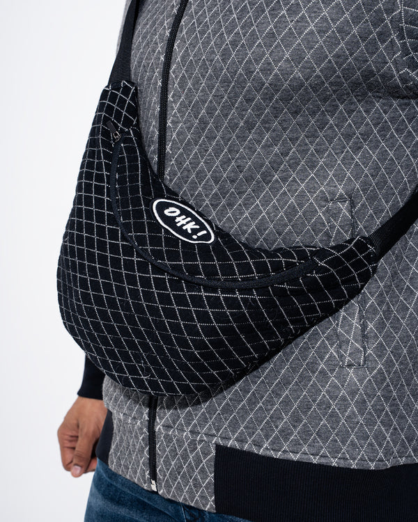Ohk! Grid Quilted Fanny Pack (Black Grid)