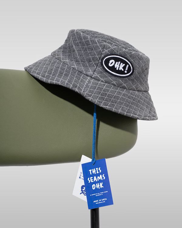 Ohk! Grid Quilted Bucket Hat (Black Grid)