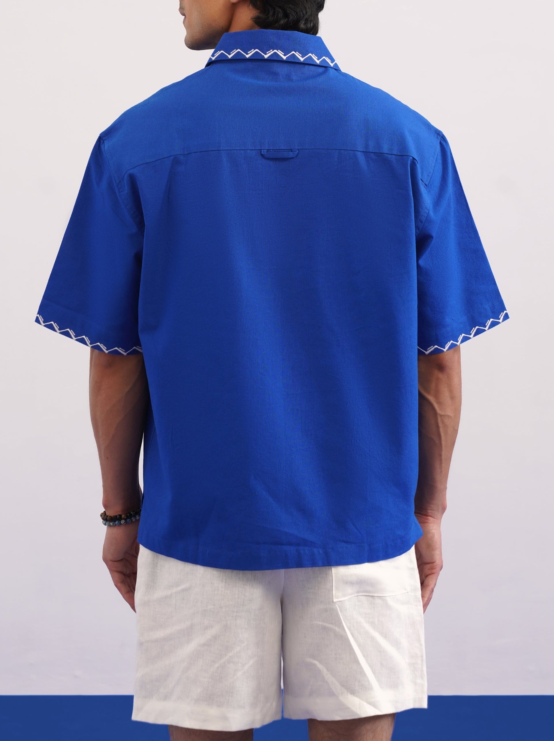 COVE VINE LINEN SHIRT - POLYNESIAN BLUE