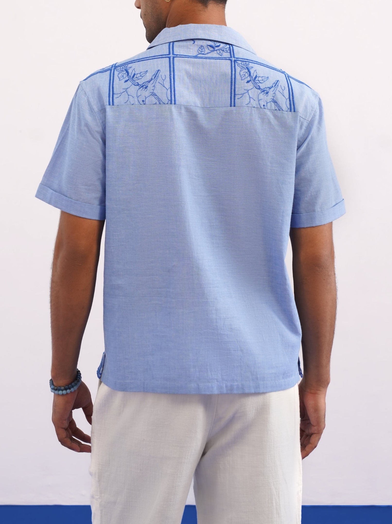 BLUEBIRD TILE CHAMBRAY SHIRT - CHAMBRAY BLUE/COBALT BLUE
