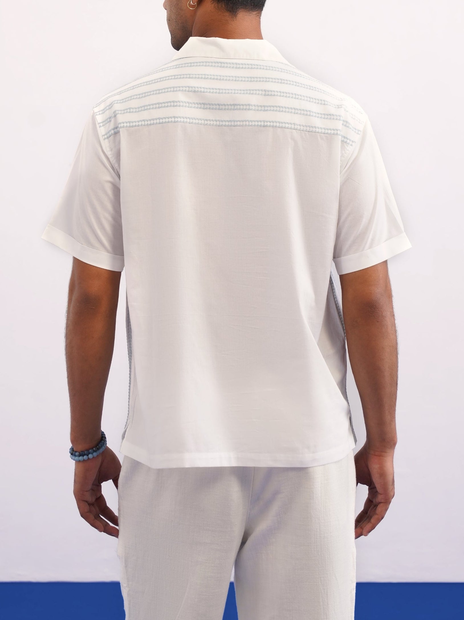 SKYTRAIL COTTON SHIRT - SALT/SKY BLUE