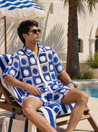 KRAB CREST GUIPURE CO-ORD SET - CABANA BLUE